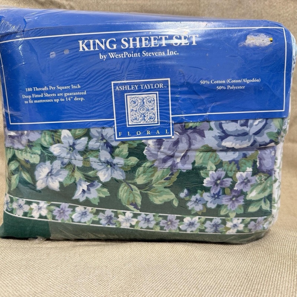 Vintage 90s Floral King Sheet Set NOS Cottagecore WestPoint Stevens USA